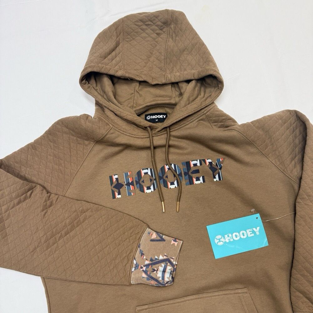 Hooey Ladies Medium “The Trophy” Aztec Brown Quilted Pullover Hoodie Cotton/Poly